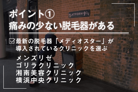 痛みの少ない脱毛器を導入している