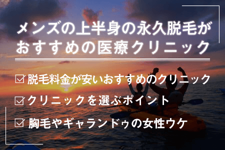 メンズの上半身(胸毛、腹毛、背中)の永久脱毛が安いおすすめの医療クリニック｜胸毛やギャランドゥの女性受けは？
