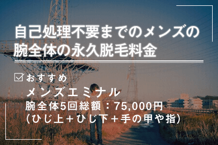 自己処理不要までのメンズの腕全体の永久脱毛料金一覧