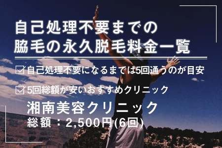 自己処理不要までのメンズの脇毛の永久脱毛料金一覧