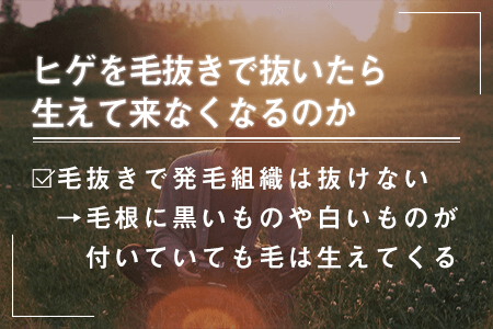 2.ヒゲを毛抜きで抜いたら生えて来なくなるのか